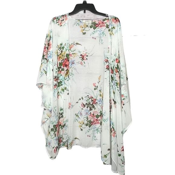 Umgee Tops - Umgee Sheer Girly Romantic Bridal Multicolored Floral Kimono Size 1XL